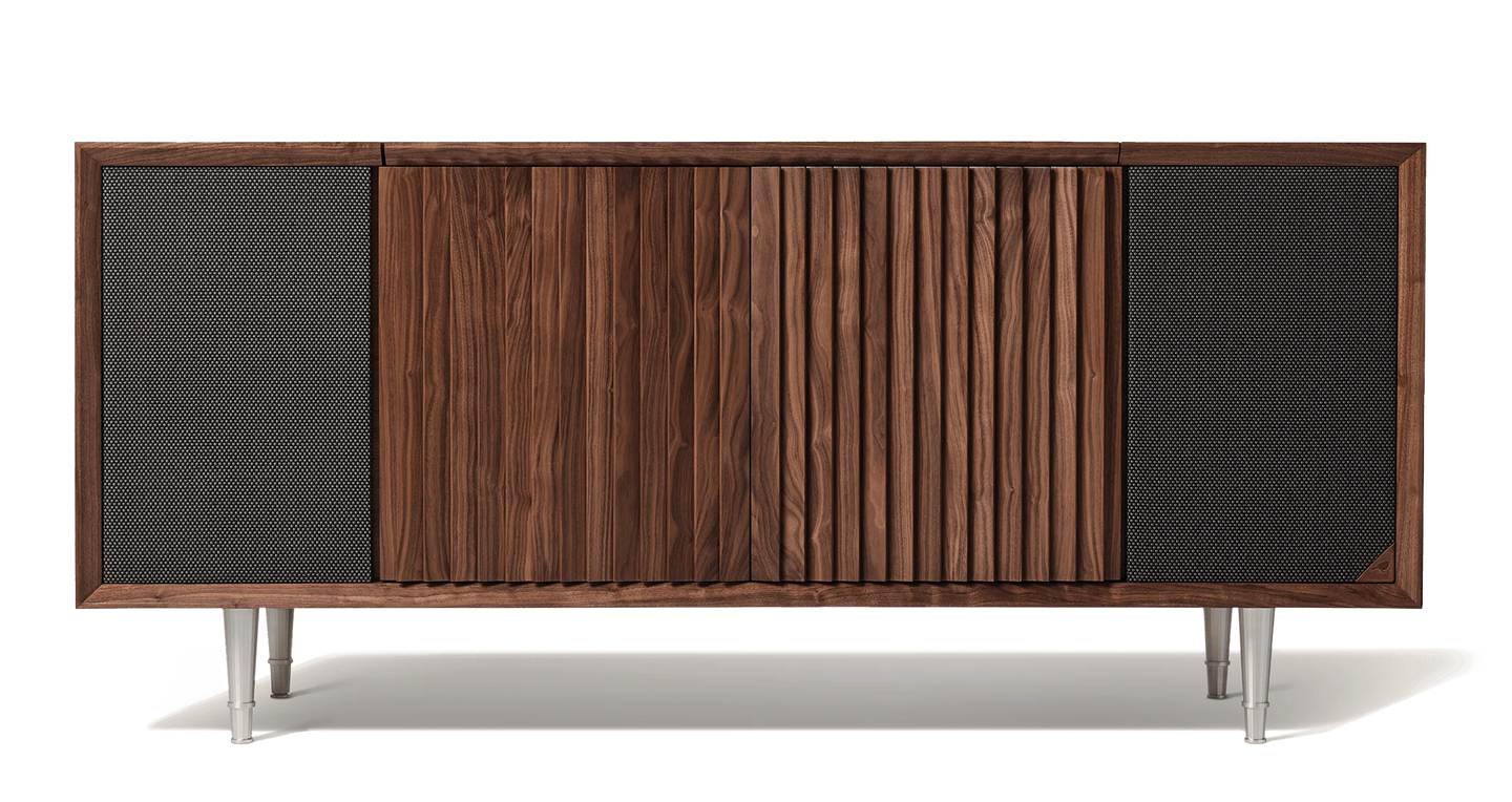 Record console cabinet. The Wrensilva M1 is a luxury record player cabinet that works with Sonos® and is a hi fi sound system. Storage for 150 albums, the M1 is vintage inspired, but newly reimagined and designed for how we listen to music today.