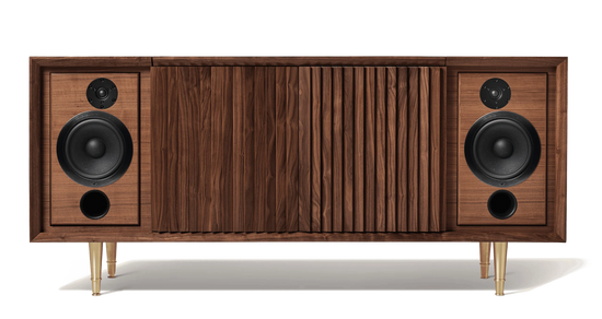Record console cabinet with built in speakers. The Wrensilva M1 is a luxury record player cabinet that works with Sonos® and is a hi fi sound system. Storage for 150 albums, the M1 is vintage inspired, but newly reimagined and designed for how we listen to music today.